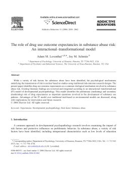 The role of drug use outcome expectancies in substance abuse risk