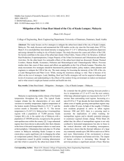 Mitigation of the Urban Heat Island of the City of Kuala Lumpur