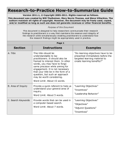 Research-to-Practice How-to-Summarize Guide