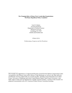 The Changing Roles of House Party Leadership Organizations: The