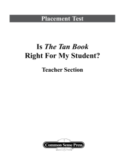 Tan Book Placement Test