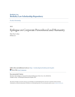Epilogue on Corporate Personhood and Humanity