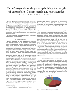 Use of magnesium alloys in optimizing the weight of automobile