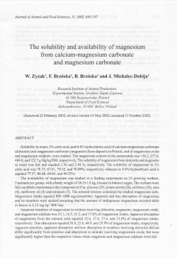 The solubility and availability of magnesium from calcium