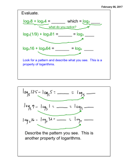 log3(1/9) + log381 =______ = log3 ____ log416 + log464 = ______