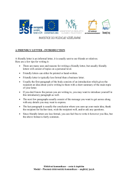 A FRIENDLY LETTER - INTRODUCTION - EOA