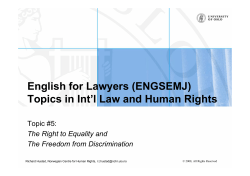 English for Lawyers (ENGSEMJ) Topics in Int`l Law and