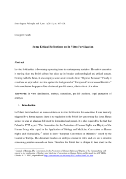 Some Ethical Reflections on In Vitro Fertilization