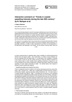 Interactive comment on &ldquo;Trends in coastal upwelling intensity during
