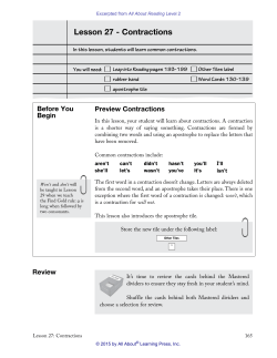Lesson 27 - Contractions - Downloads for All About Learning Press