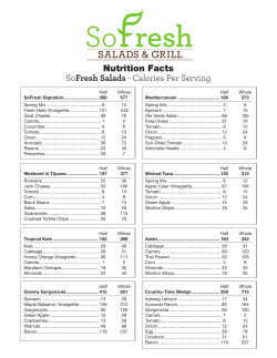 Nutrition Facts SoFresh Salads