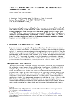 the effect of leisure activities on life satisfaction