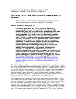 The Sales Factor: Top Five Issues Taxpayers Need to Consider