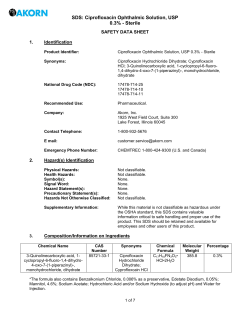 SDS: Ciprofloxacin Ophthalmic Solution, USP 0.3% - Sterile