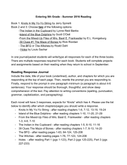 SummerReading for Students Entering Grade 5