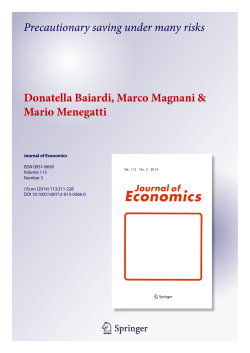 Precautionary saving under many risks Donatella Baiardi, Marco