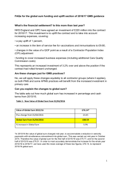 FAQs for the global sum funding and uplift section of 2016/17 GMS