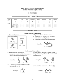 A reference sheet for reading mensural notation