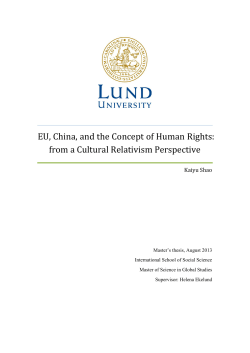 EU, China, and the Concept of Human Rights: from a Cultural