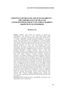 lifestyle of health and sustainability – the importance of
