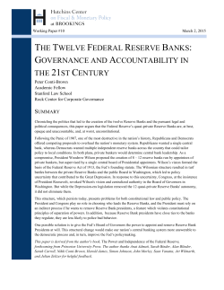 the twelve federal reserve banks: governance and accountability in