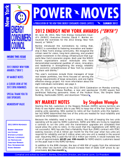 2012 ENERGY NEW YORK AWARDS (&ldquo;ENYA&rdquo;) NY MARKET