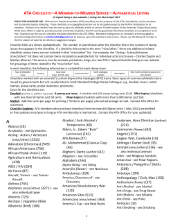 ATA CHECKLISTS&mdash;A MEMBER-TO