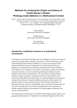Methods for studying the Origins and History of Family Names in