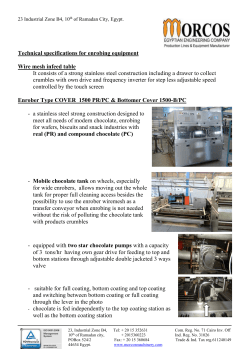 Technical specifications for enrobing equipment Wire