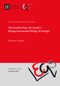 The Fouchet Plan: De Gaulle`s Intergovernmental Design for