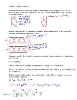 ACOUSTICAL RESONANCE When a sound travels through an air