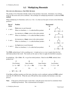 A.1 Multiplying Binomials