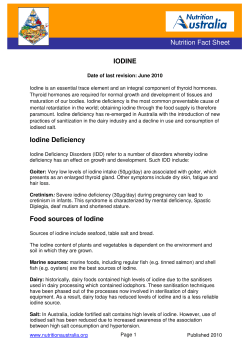 IODINE Iodine Deficiency Food sources of Iodine Nutrition Fact Sheet