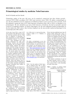 Primatological studies by medicine Nobel laureates