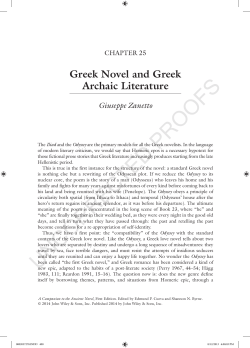 Greek Novel and Greek Archaic Literature Giuseppe Zanetto