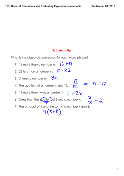 1.2 - Order of Operations and Evaluating Expressions.notebook