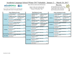 Academia Language School Winter 2017 Schedule: January 2