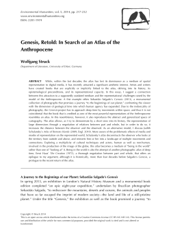 Genesis, Retold: In Search of an Atlas of the Anthropocene