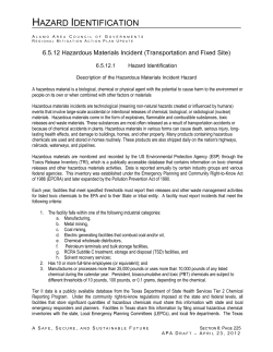 6.5.12 Hazardous Materials Incident (Transportation and Fixed Site)