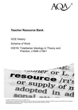 A-level History Scheme of work Scheme of work: HIS1N