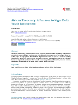 African Theocracy: A Panacea to Niger Delta Youth Restiveness