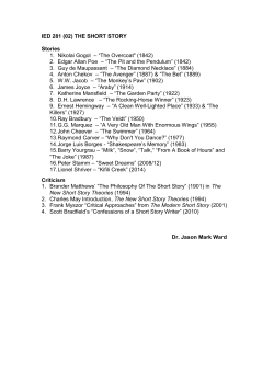 IED 281 (02) THE SHORT STORY Stories 1. Nikolai Gogol &ndash; &ldquo;The