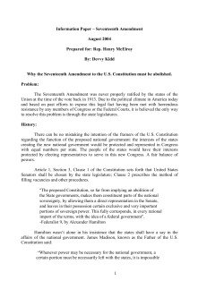 Working Paper – Seventeenth Amendment
