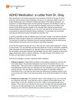 ADHD Medication: a Letter from Dr. Gray