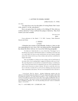 1. LETTER TO INDIRA NEHRU 2. NOTES
