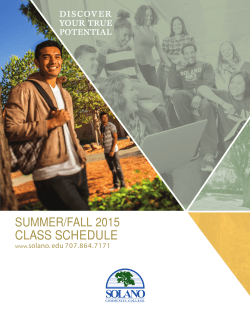 SUMMER/FALL 2015 CLASS SCHEDULE