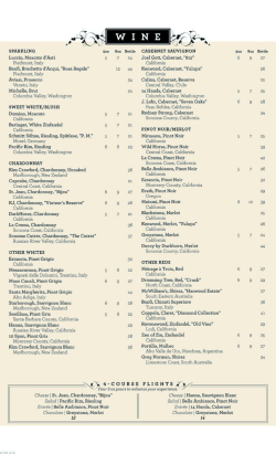 Wine List - The Melting Pot