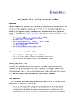 Terms of Reference - The Food Safety Authority of Ireland