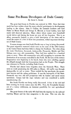 Some Pre-Boom Developers of Dade County