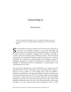 Censorship Is - Australian Humanities Review